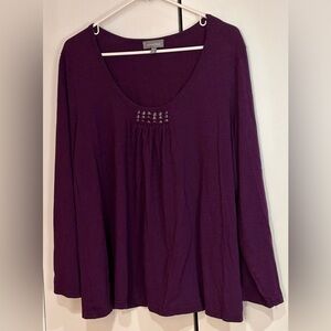 Essentials Purple Embellished Long Sleeve Blouse.  Size 22/24